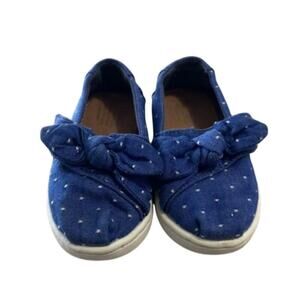 Toms Size 5 Toddler Slip On Polka Dots With Bow Blue Casual
